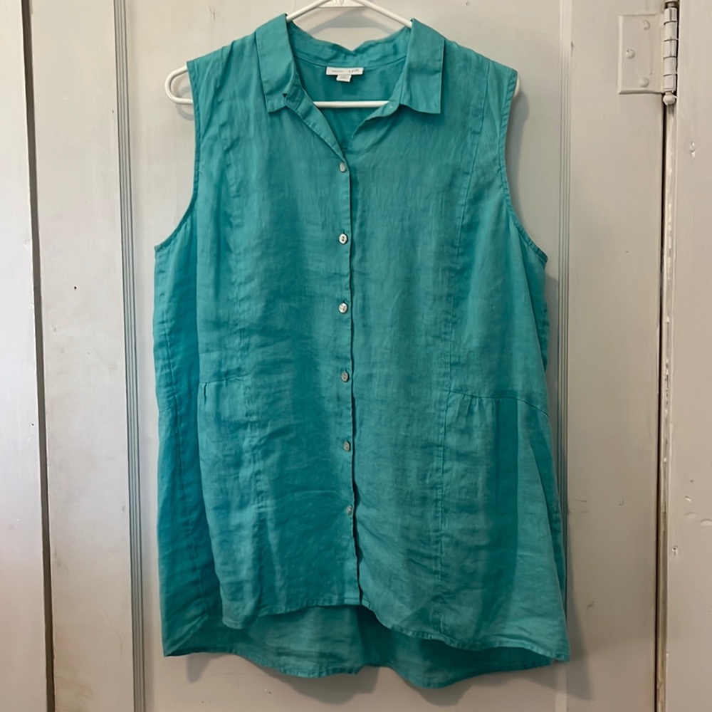 J Jill Linen Turquoise Top